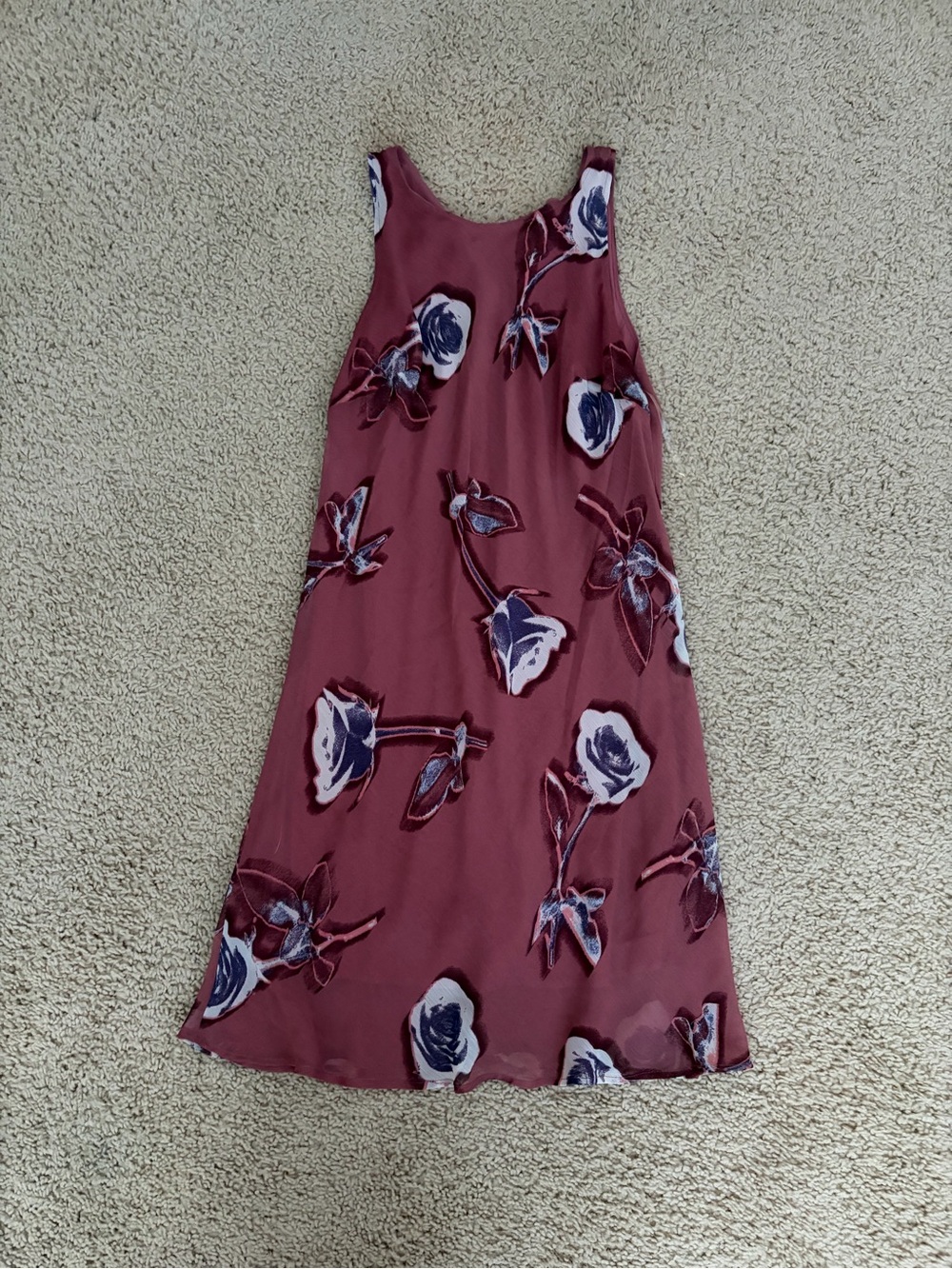 Maroon/Blush Floral Midi Dress